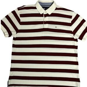 Tommy Hilfiger Vintage Knit Polo Mens XXL Red/White Striped Classic Fit Rugby